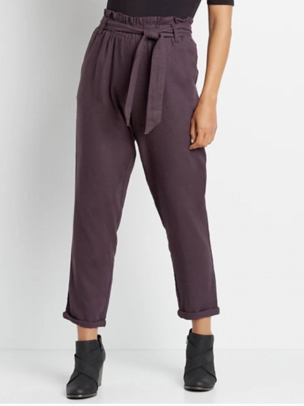 Old Navy Paper Bag Pants, S, Plum/Purple